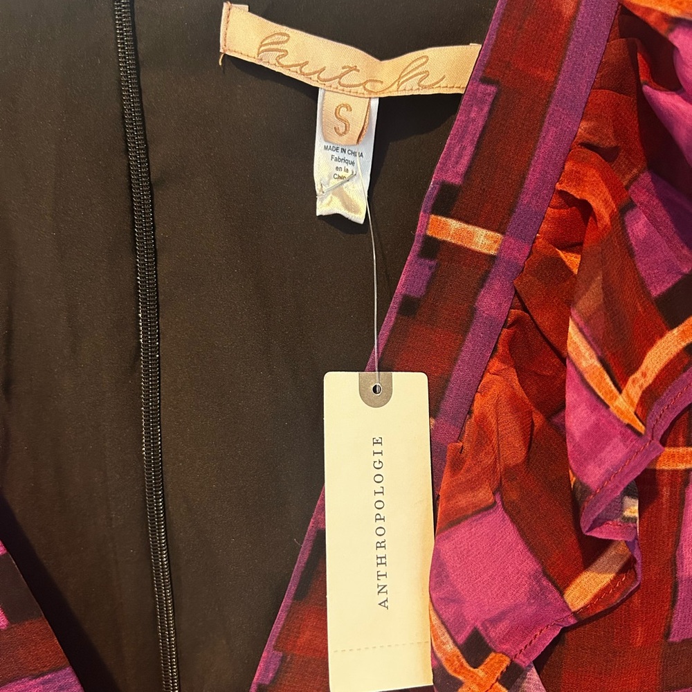 NWT Anthropologie hutch flowy romper size S v neck purple geometric - Picture 7 of 8